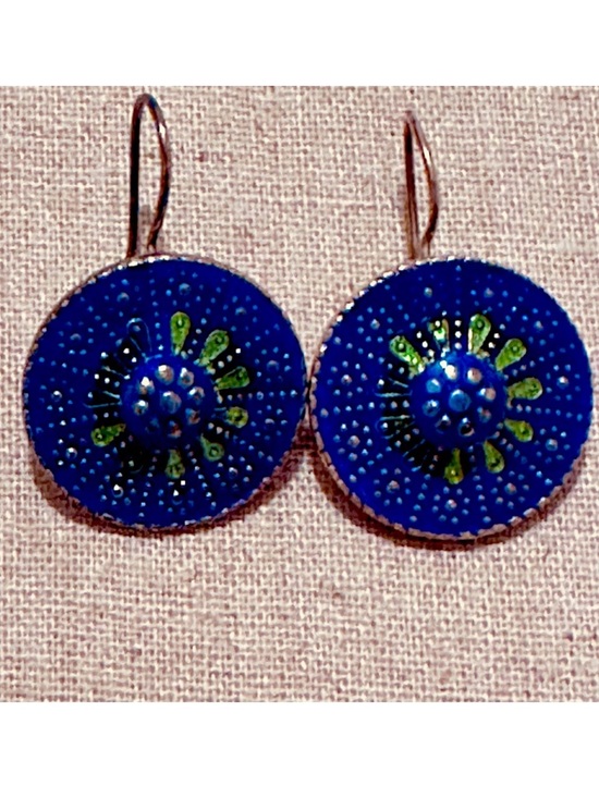 Vintage Jewelry - Vintage | Earrings | Turkish Silver Enamel in Blue & Green Earrings